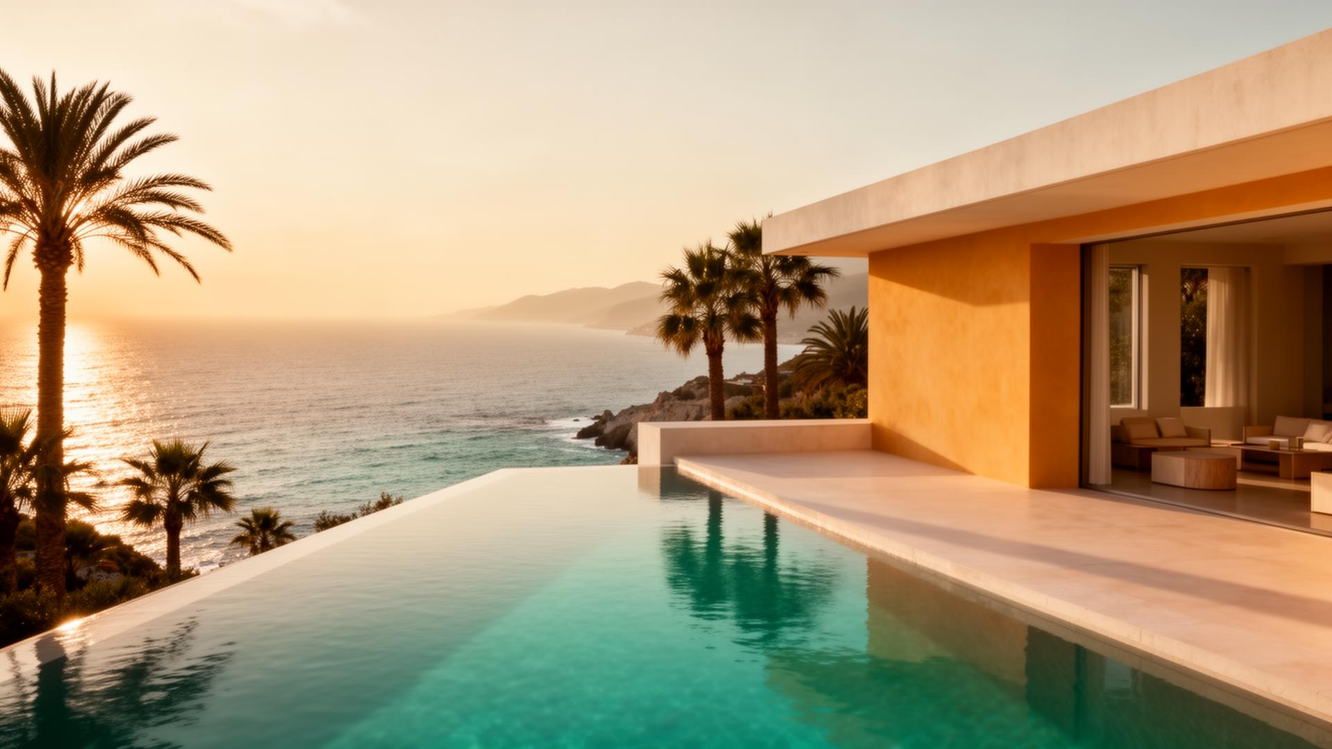 Villa au coucher du soleil